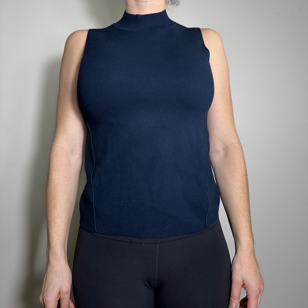 Banana Republic Blue Mockneck Sleeveless Top Size Small NWT